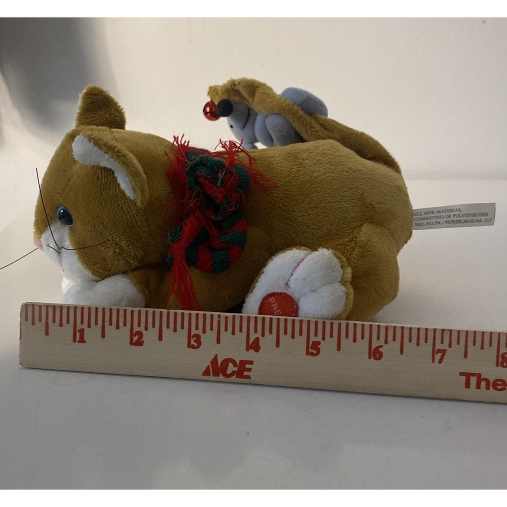 Vintage Pan Asian Creations Christmas Musical Cat with Mouse Tail Shakes - Picture 7 of 8
